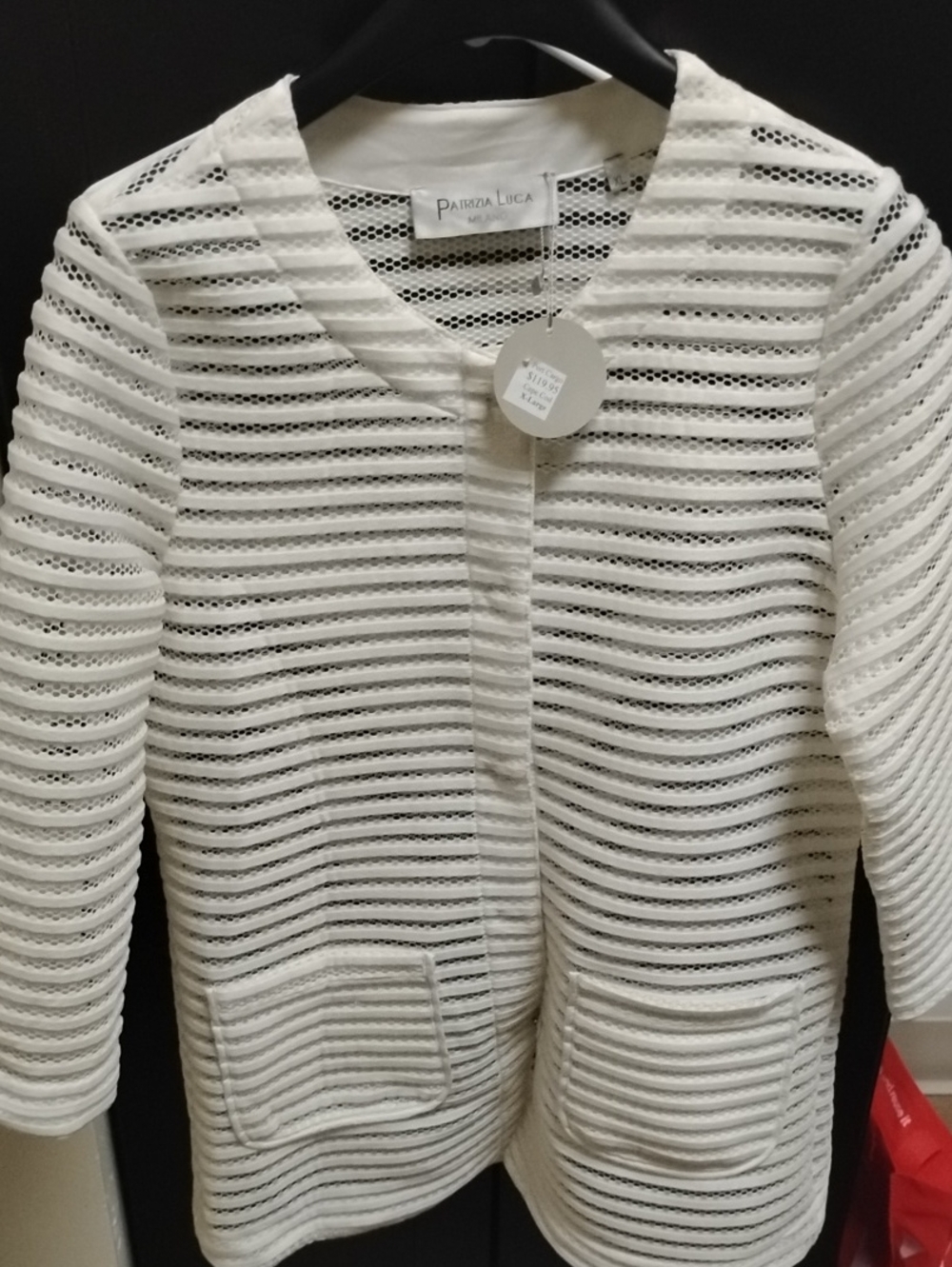 Patrizia Luca Cream Open-Weave Button Front Jacket